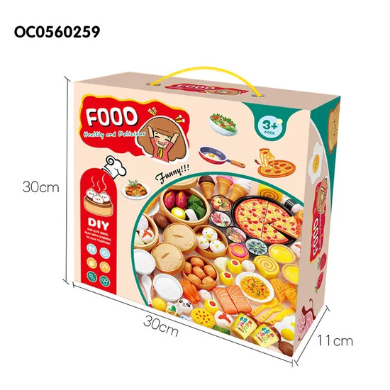 Wholesale 101 Pieces Felt Kitchens Plastic Pretend Play Food Educational Toy Gift Set for Kids