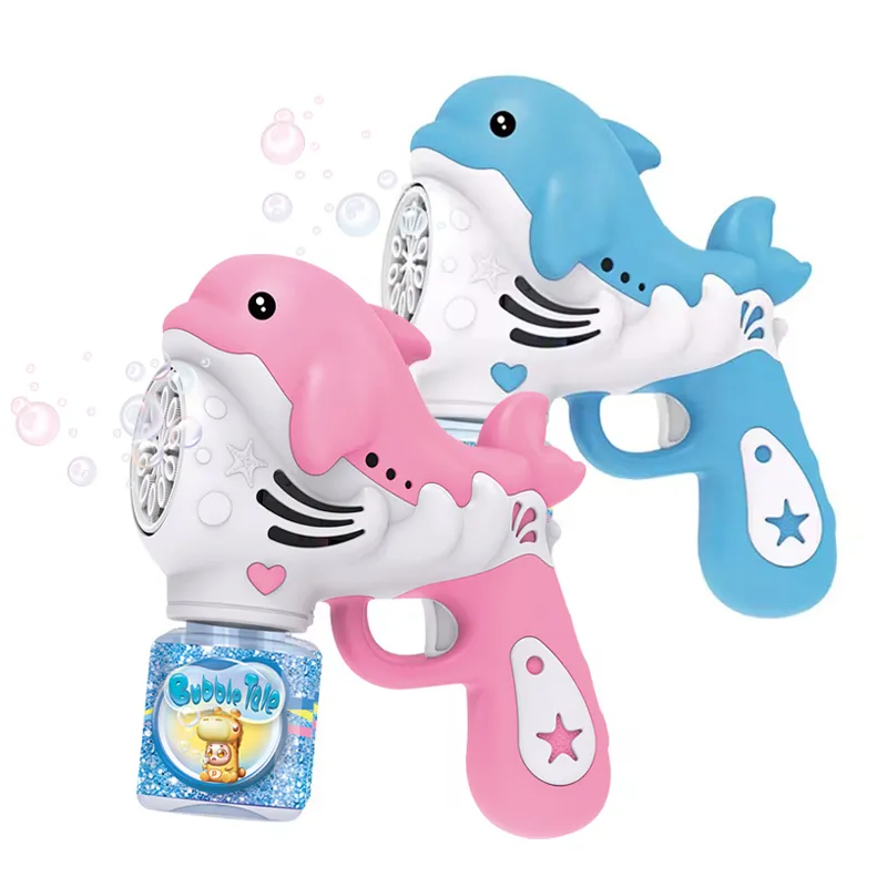 Outdoor Party Games Light up Electric Dolphin Bubble Machine Gun Toys for Kids