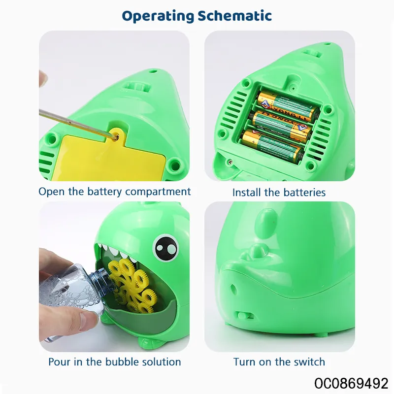 Cartoon Shark Electric Automatic Game Bubble Maker Machine for Kids