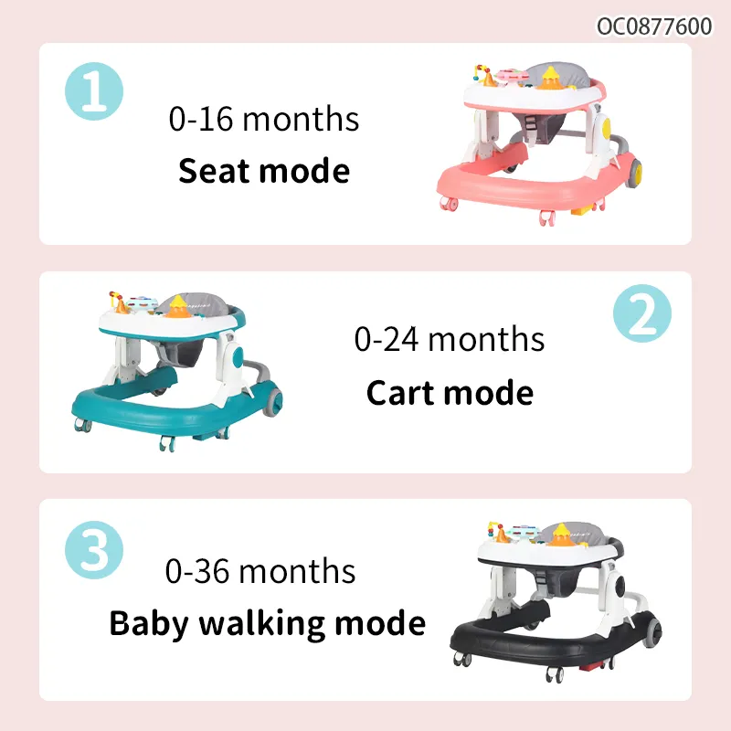 Wholesale 360 Degree Rotating Wheels New Design Educational Round Baby Chair Walker with Music