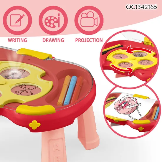 Set Montessori Electronic Early Educational Toys Children LED Projection Learning Drawing Board for Kids with Color Pens Pap