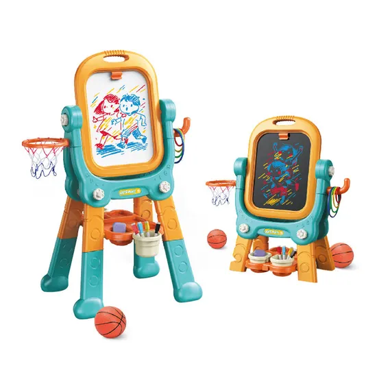 3 in 1 Basketball and Ring Toss Game Double Sided Functional Plastic Children's Wholesale Magnetic Writing Drawing Board