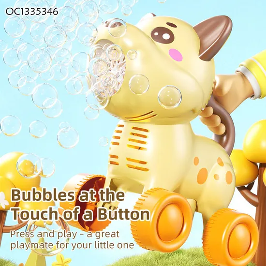 Outdoor Fun Game Electric Animal Stroller Push Cart Kids Sensory Toy Summer Multi Hole LED Soap Plastic Bubbles Make Machine Gun