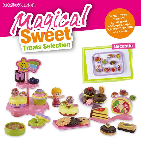 Wholesale Pretend Ice Cream Pretend Game Afternoon Tea Dessert Set Birthday Cake Cheap Children's Plastic Kitchens Food Toy for Kids