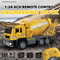 RC Plastic Concrete Mixer Truck Model 1: 24 Scale Engineering for Kids with Light with Remote Control Toys