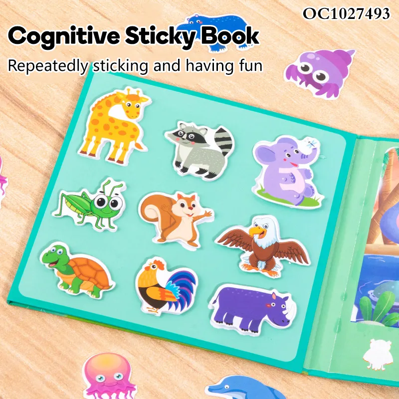 Wholesale Sea Animal Handmade Stickers Books Shapes and Colors Early Educational Water Doodle Creative Book Toys for Kids