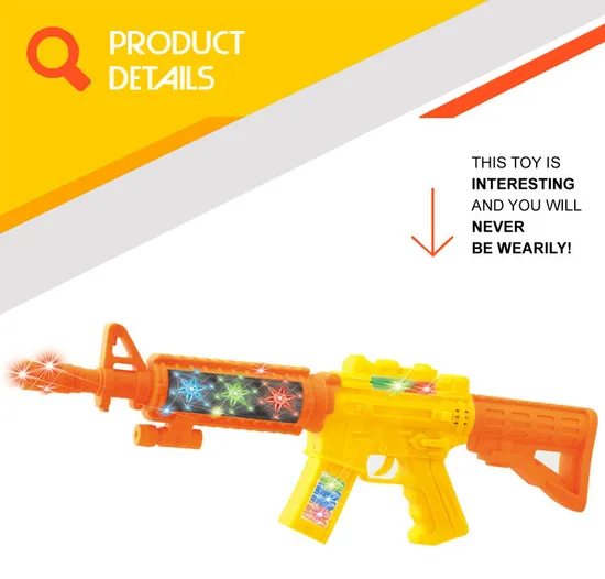 High Quality Boys Pretend Soldier Plastic Electric Realistic Gun Toys with 3D Light