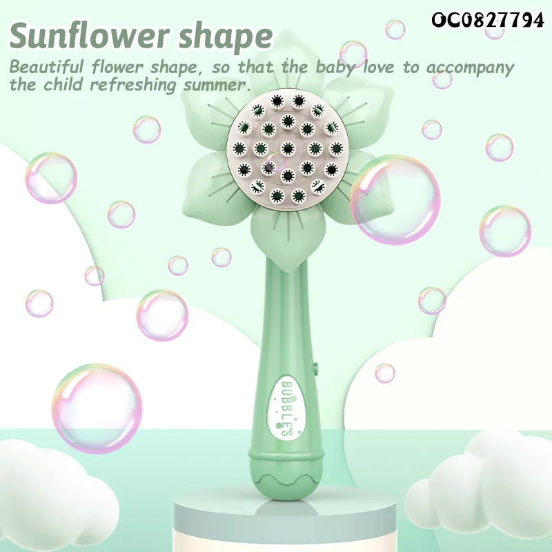 Outdoor Sunflower Pattern 2 in 1 Wholesale Baby Kids Bubble Gun Toys with Fan