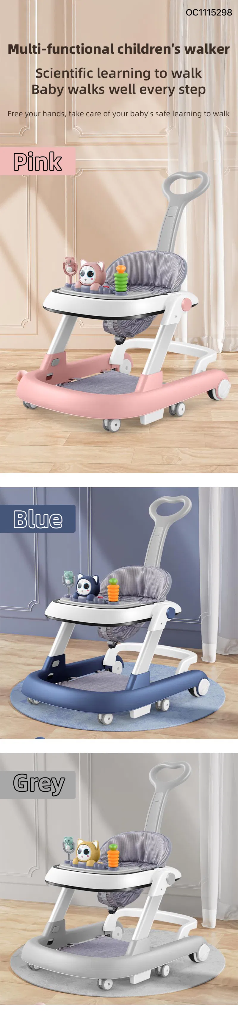 En71certificate Safety Lovelybaby Chair Baby Walker Manufacture Sit to Standlearning Walker Kids with Wheels for Toddler
