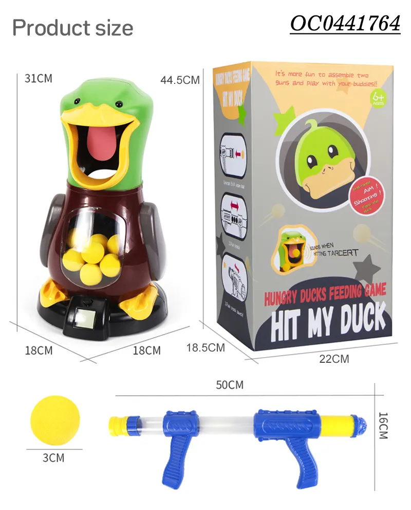 Funny Shooting Ducks Feeding Game Foam Rubber Soft Ball Gun Toy for Kids
