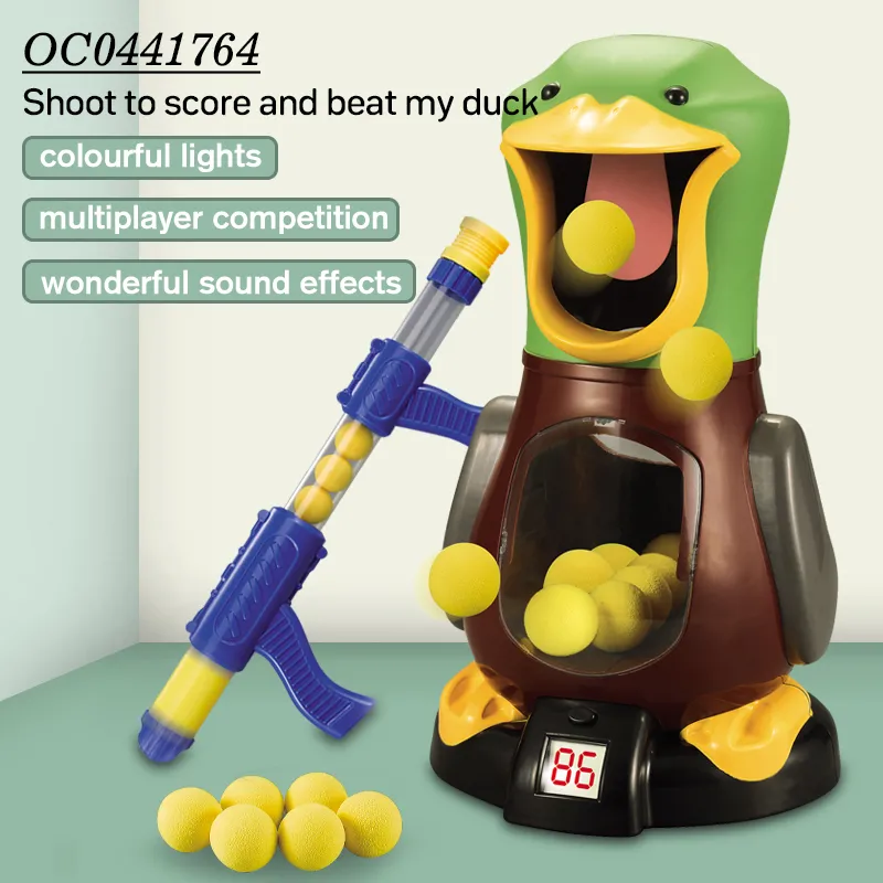 Funny Shooting Ducks Feeding Game Foam Rubber Soft Ball Gun Toy for Kids