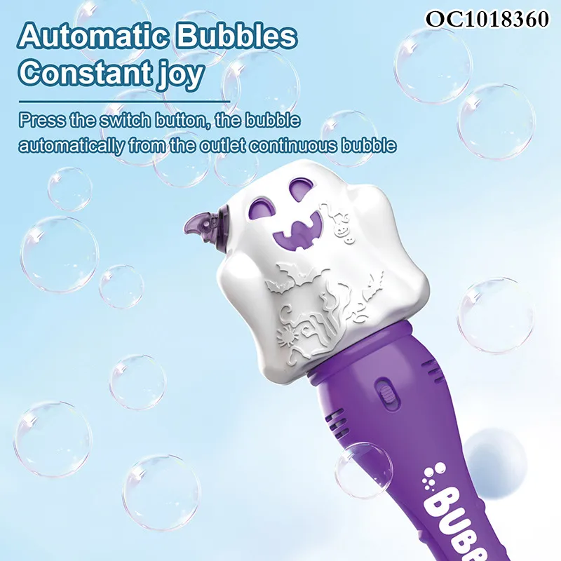 Soap Bubbles Gun Outdoor Play Battery Operated Halloween Bubble Blowing Wand Stick Toy Plastic with Light