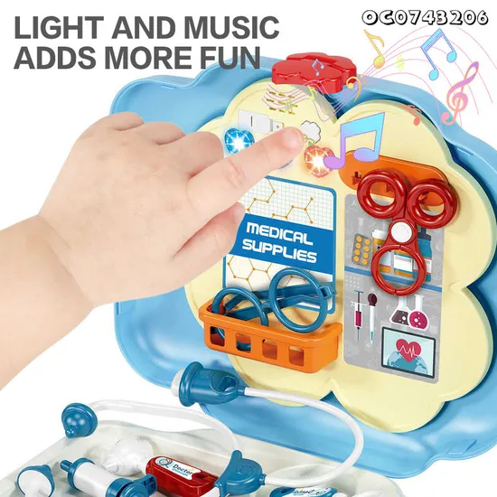 Light Music Function Hospital Role Play Montessori Baby Kids Electric Plastic Pretend Doctor Set Toy