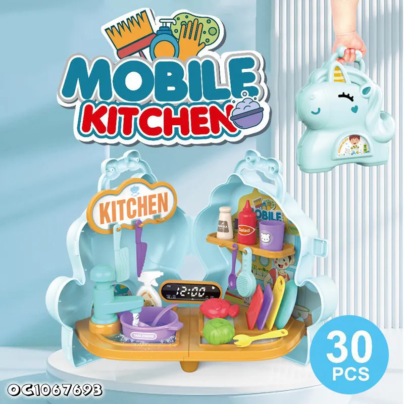 Wholesale Kitchen Food Set Pretend Role Play Children's Plastic Kitchen Dish Washing Machine Toys for Kids with Vegetable and Food