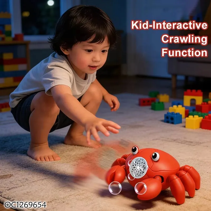 Wholesale Baby Indoor Outdoor Game Red Musical Electronic Crawling Crab Children Bubble Making Machine Toy