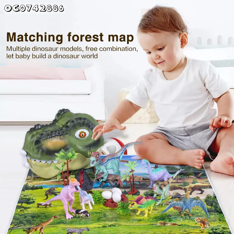 Plastic Dinosaur Storage Box Small Jurassic PVC Animal Toys Packaged Animal Simulation Dinosaur Model Series Toy for Boys