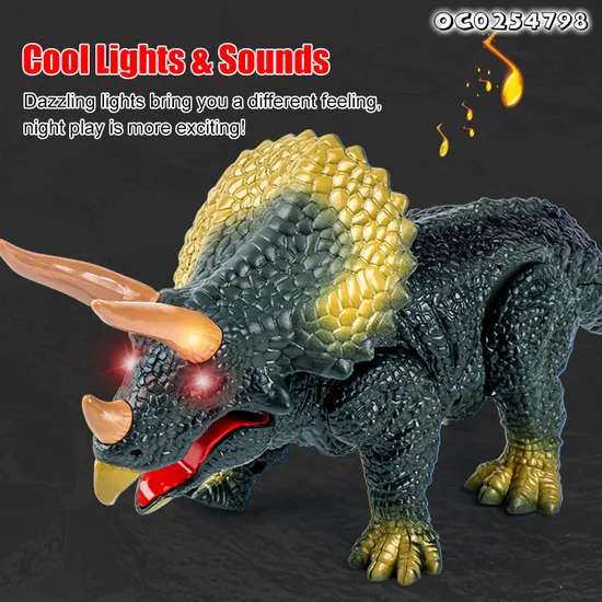 Interactive Realistic Animatronic Robotic Toy Walking Dinosaur Triceratop Infrared Remote Control Toy with Light and Sound Wholesale