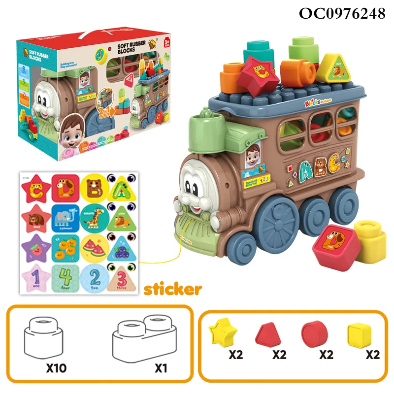 Wholesale Educational Montessori Popular DIY High Quality Construction Silicone Rubber Kids Building Blocks Toys