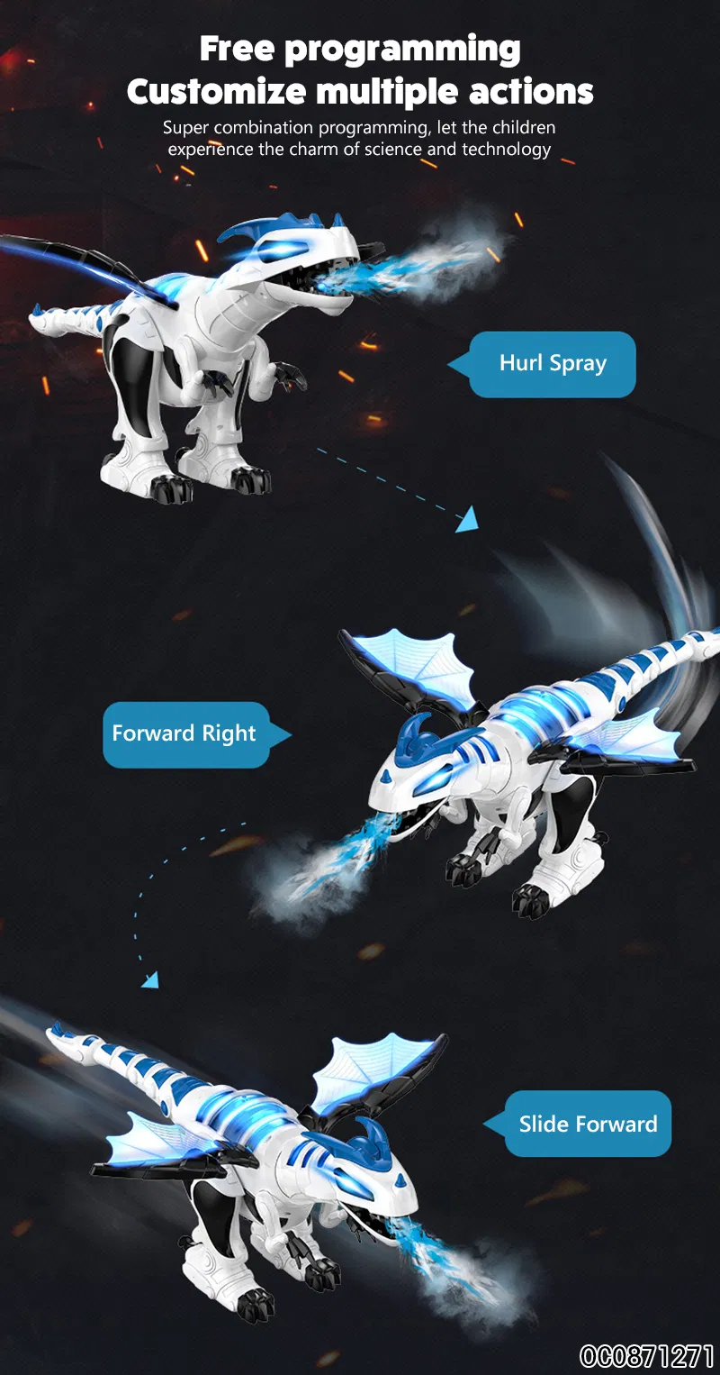 Wholesale Remote Control Walking LED RC Dinosaur Robot Battle Toy with Mist Spray