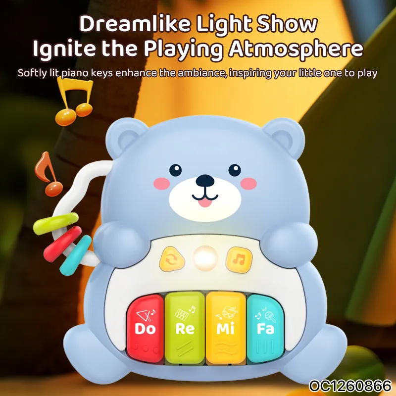 Wholesale Montessori Learning Mini Electric Musical Bear Piano Keyboard Instrument Toy for Children