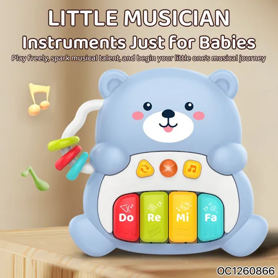 Wholesale Montessori Learning Mini Electric Musical Bear Piano Keyboard Instrument Toy for Children
