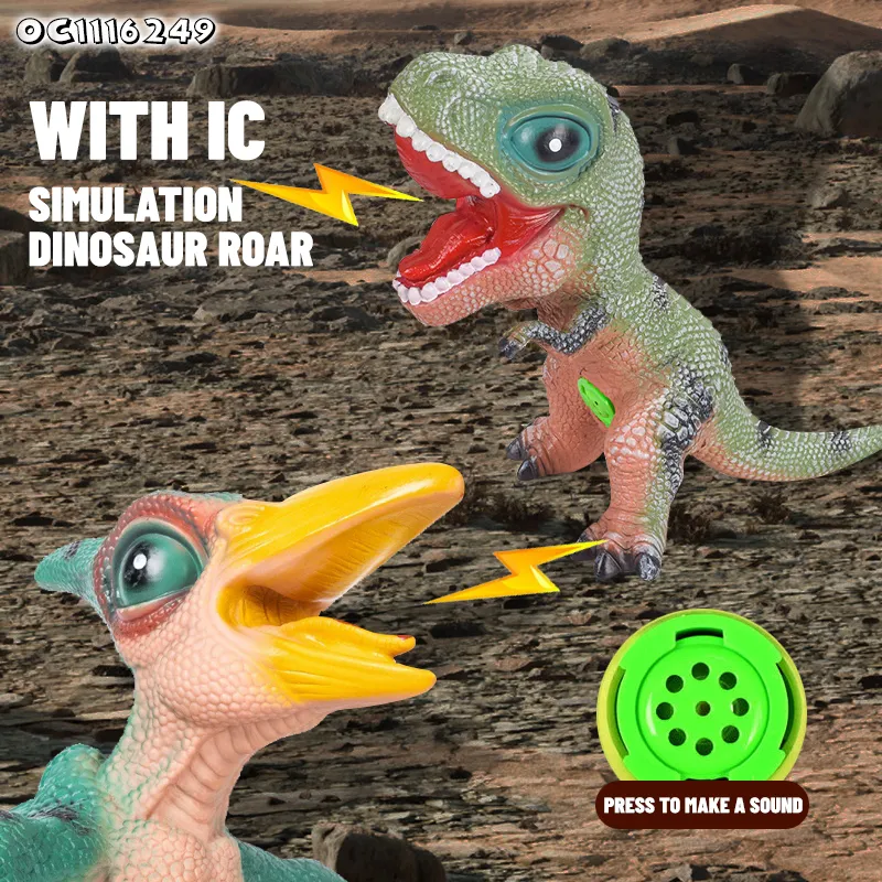 Set Animal Figurines Toys Simulated Animal Model Promotional PVC Items Solid Dinosaurs Products Models Toy for Kids with Sound