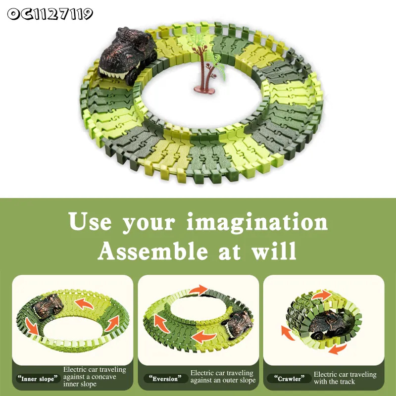 Dinosaur Electric Cars Kids Toy Cars Race Track Adventure Preschool Toddler Baby Toys Assembling Dinosaur Toys for Wholesale