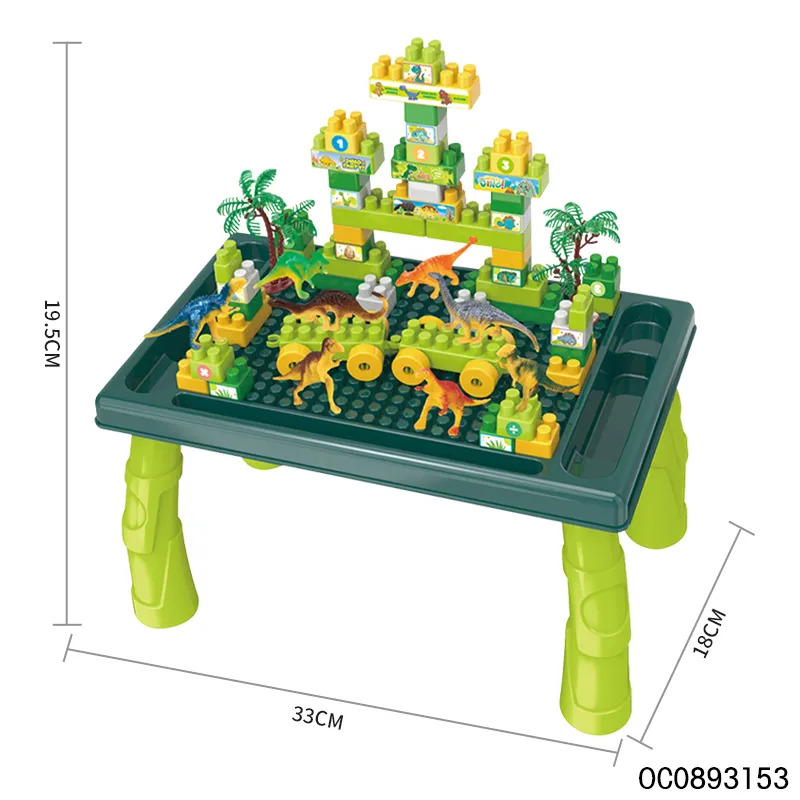 Wholesale Educational Montessori Dinosaur Plastic Building Blocks Tables Popular DIY Toys for Kids