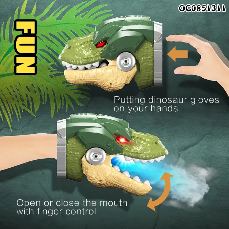 Wholesale Animal Spray Flash Light Music Dinosaur Head Pretend Plastic Dinosaur Toy for Kids