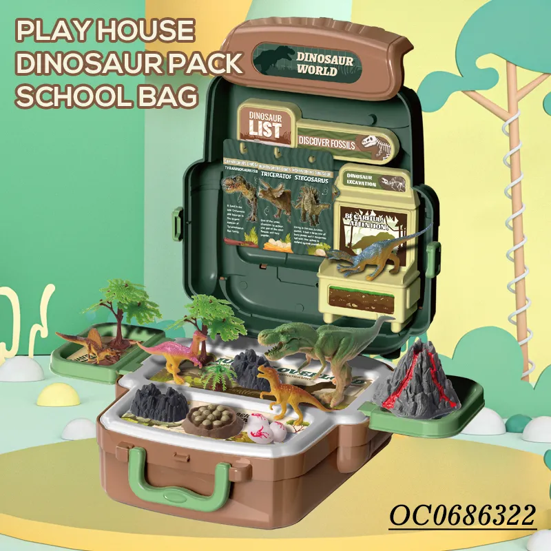 Latest Pretend Play Jurassic Rubber Dinosaur PVC Toy with Backpack