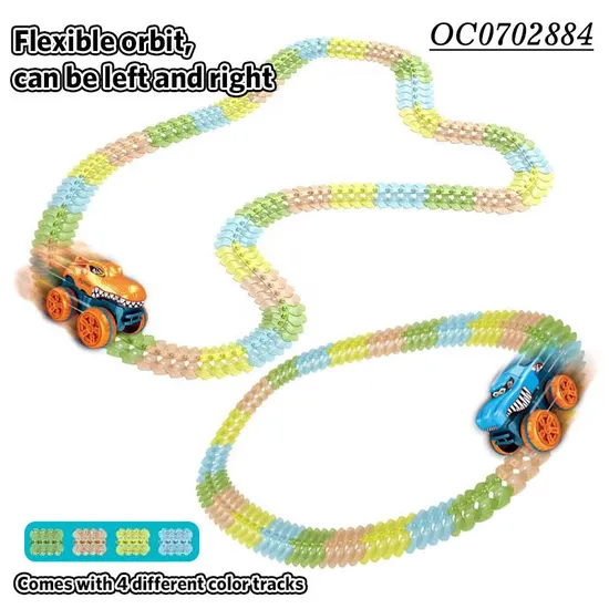 Electric Dinosaur Racing Rail Car Slot Toy Track Assembly Toy in The Dark
