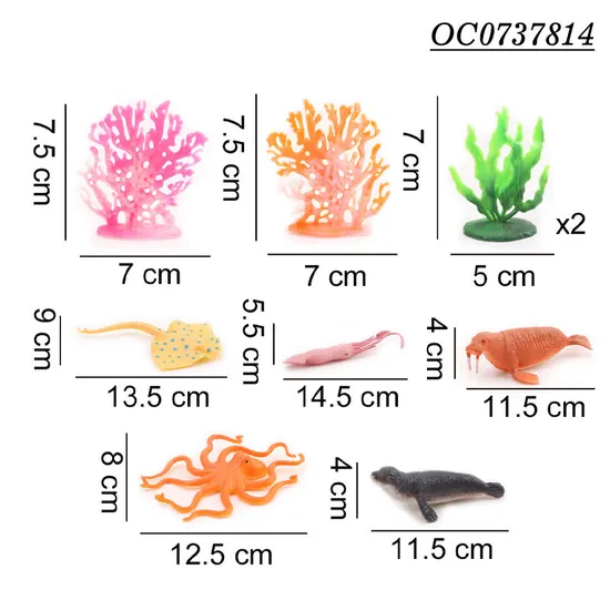 Wholesale Montessori Educational Popular Silicone Rubber Sea Animals Models Toys for Kids
