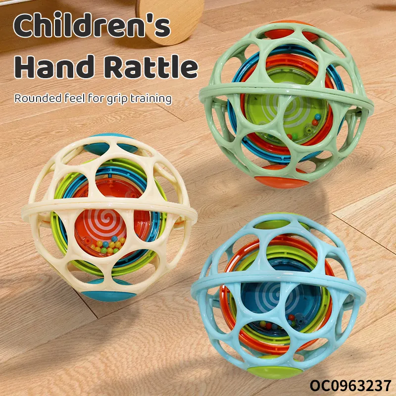Hand Eye Coordination Shake Rattle Drum Baby Hand Grabbing Toy Felt Balls Baby Stress Ball Toy