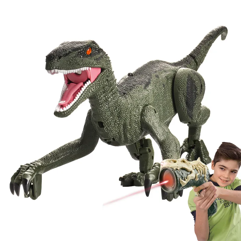 Infrared Laser Gun 5 Channel Remote Control Walking LED RC Dinosaur Robot Toy