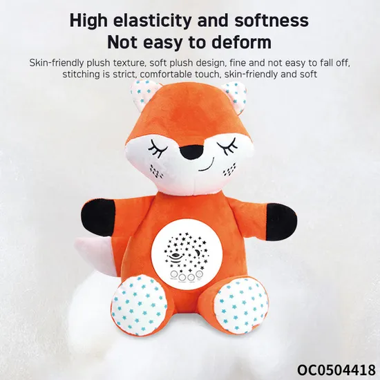 Wholesale Popular Musical Soothing Baby Sleeping Doll Animal Plush Fox Flashlight Light Toy