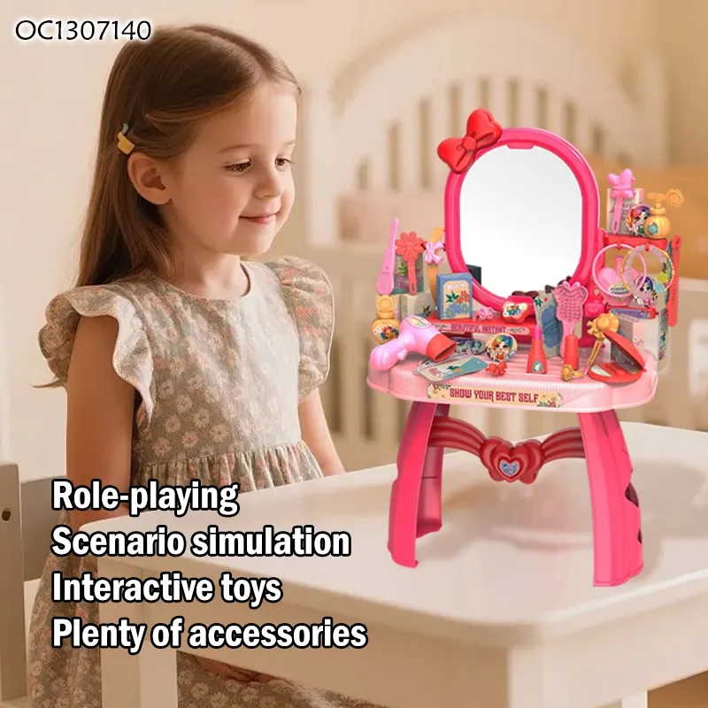 Wholesale Portable Cosmetic Fashion Makeup Pretend Beauty Gift Girls Dressing Table Toy