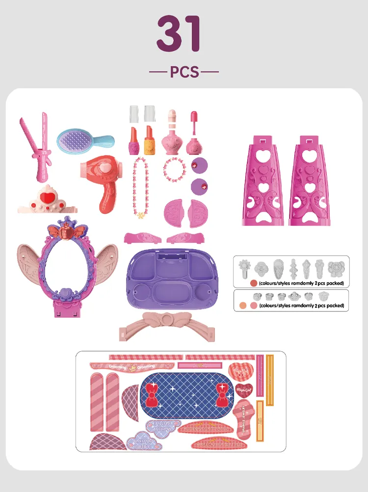 Wholesale Baby Cosmetic Girls Kids Hair Salon Beauty Set Toys Make up Kids Dressing Table Toy with Mirror