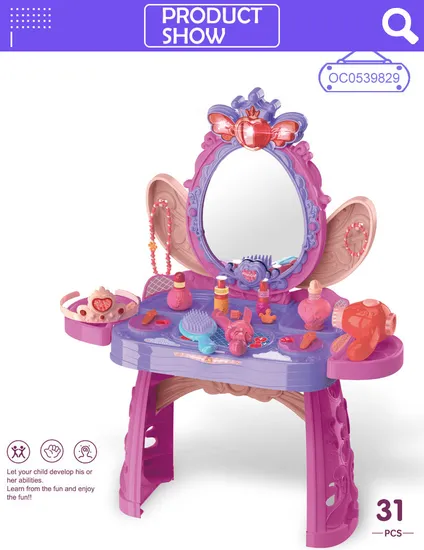Wholesale Baby Cosmetic Girls Kids Hair Salon Beauty Set Toys Make up Kids Dressing Table Toy with Mirror