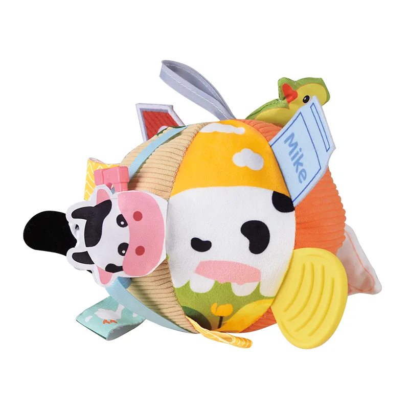 Wholesale Soft Sensory Hand Squeeze Stress Plush Stuffed Soft Ball Baby Teether Toy