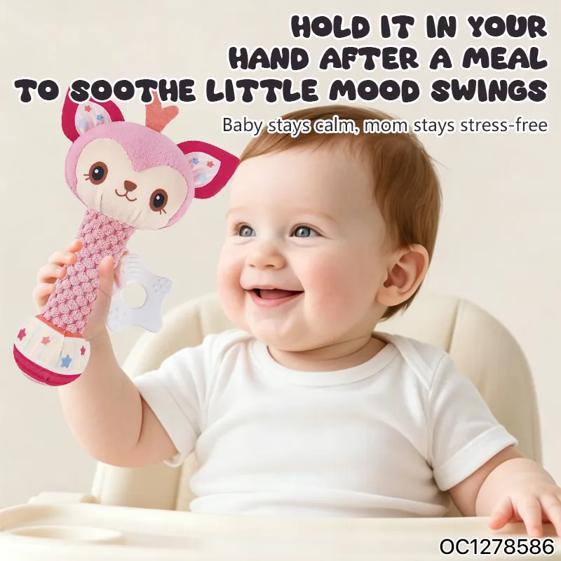 Funny Cute Shaking Hand Bells Set Infant Newborn Soft Teether Rattles Educational Comforter Toy Soothing Toy for 0 to 12 Months