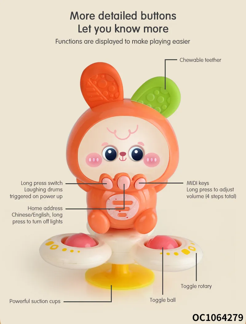 Wholesale Silicone New Born Ring Baby Teether Rabbit Educational Toys with Music