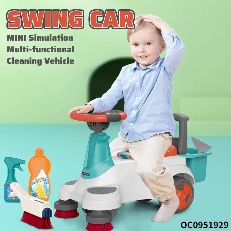 Girls Pretend Play &amp; Preschool Gaming Cleaning Tool Toy for Kids Swing Car Ride