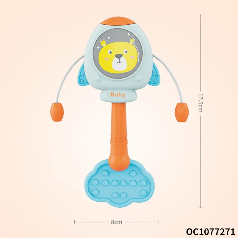 Wholesale Montessori Baby Hand Shake Rattle Teether Silicone Chewing Plastic Baby Toy