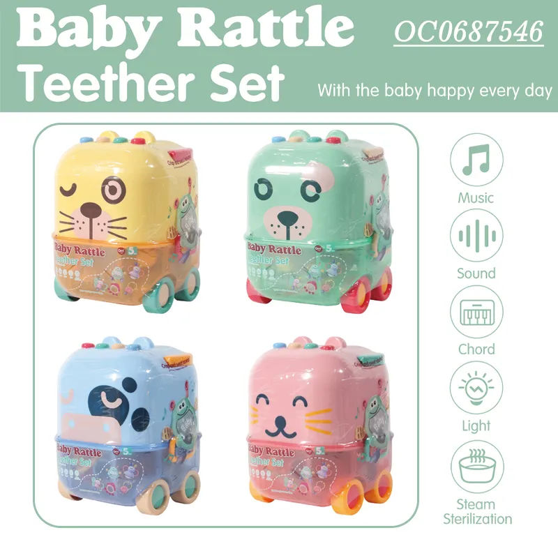 Wholesale Montessori Silicone Musical Baby Rattles and Teethers Toy with Night Light