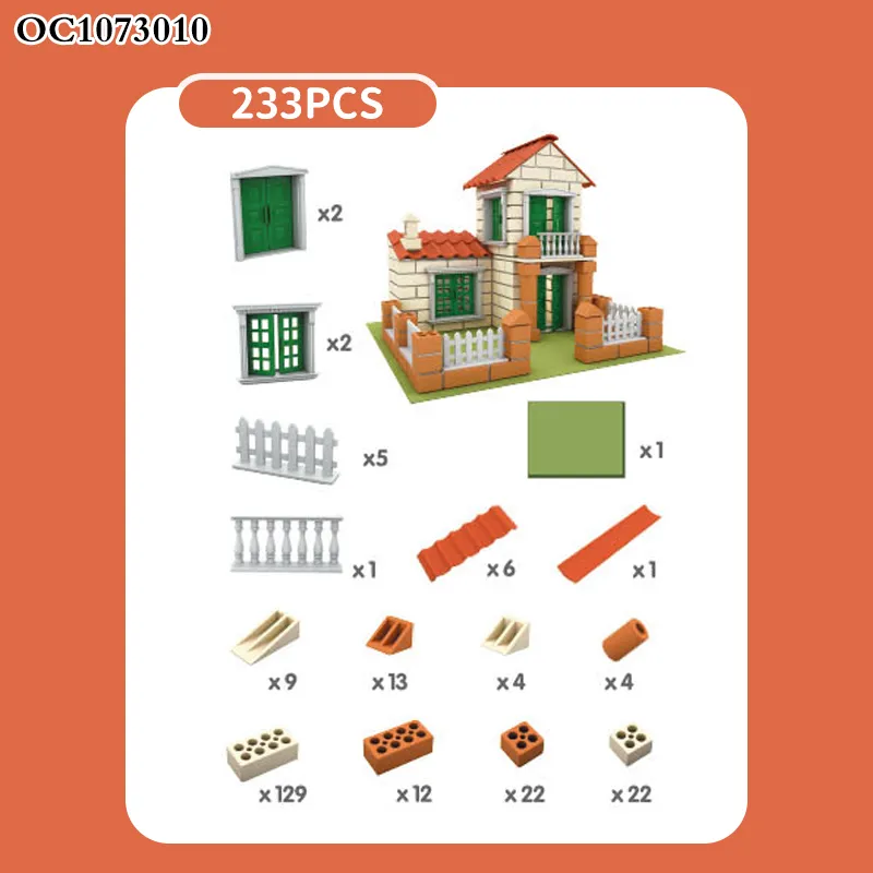 Wholesale Educational Montessori 3D Creative House and Educational Plastic Building Blocks Kids Learning Toy for Children