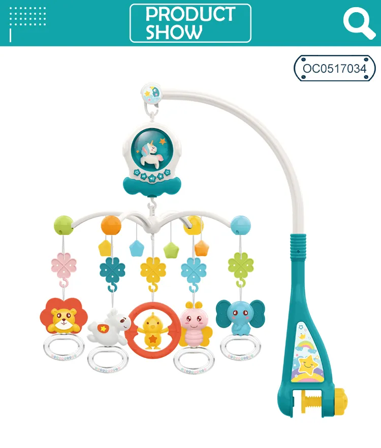 Sensory Baby Bed Crib Musical Mobile with Hanging Rattle Toy