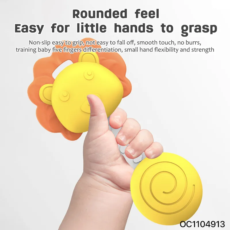 Wholesale Kids Baby Cartoon Animals Cognitive Hand Grip Gift Silicone Teether Toys