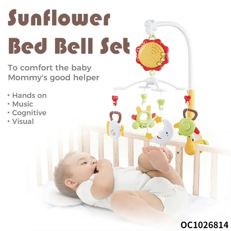 Plastic Animal Hand Rattle Sensory Toys Crib Baby Mobile Multifunctional Musical Bed Bell Toys for Kid with Music