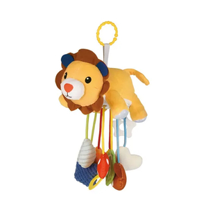 Hanging Custom Plush Toy Stuffed Lion Animal Newborn Pull String Toys Baby Rattles Crib Mobile Electric Rotating Toy for Infant Bed