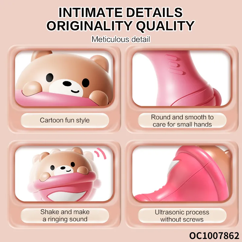 Cute Cartoon Bear Design Cheap Items Animal Grasping Toys Funny Baby Product Plastic Rattles Sand Hammer Toys for Wholesale